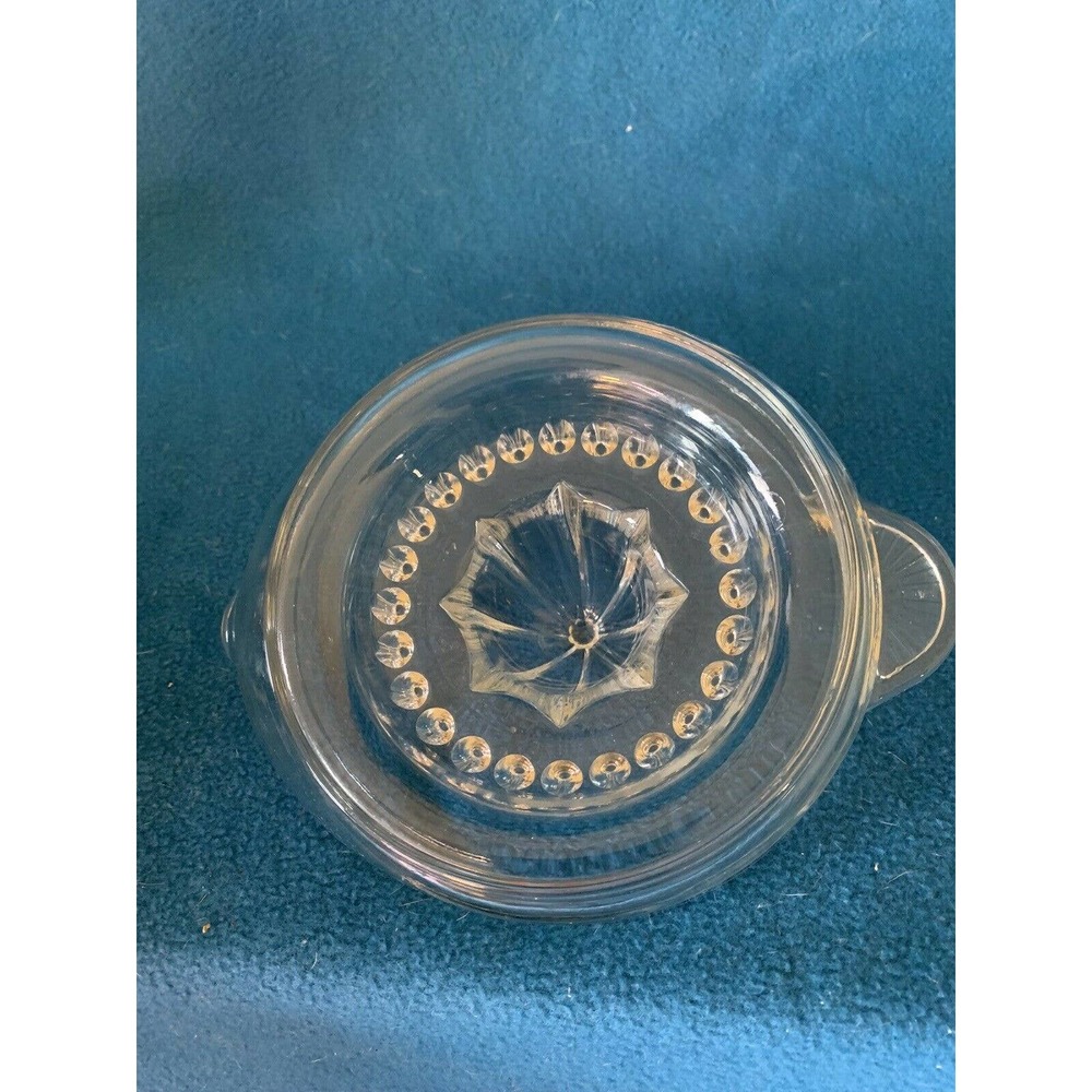 Vintage Large Heavy Ribbed Glass Juicer/Reamer with handle and pour spout